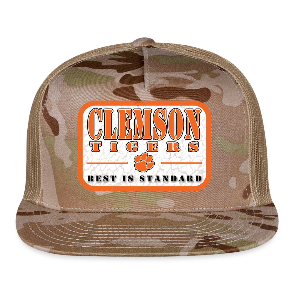 clemson • best is standard (white bg) trucker hat - multicam\tan