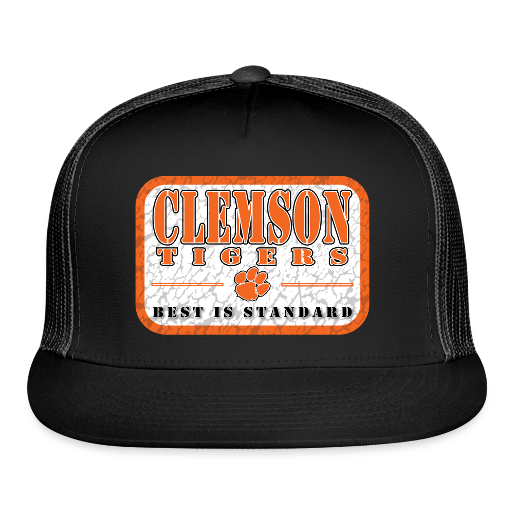 clemson • best is standard (white bg) trucker hat - black/black