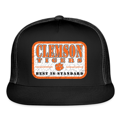 clemson • best is standard (white bg) trucker hat - black/black