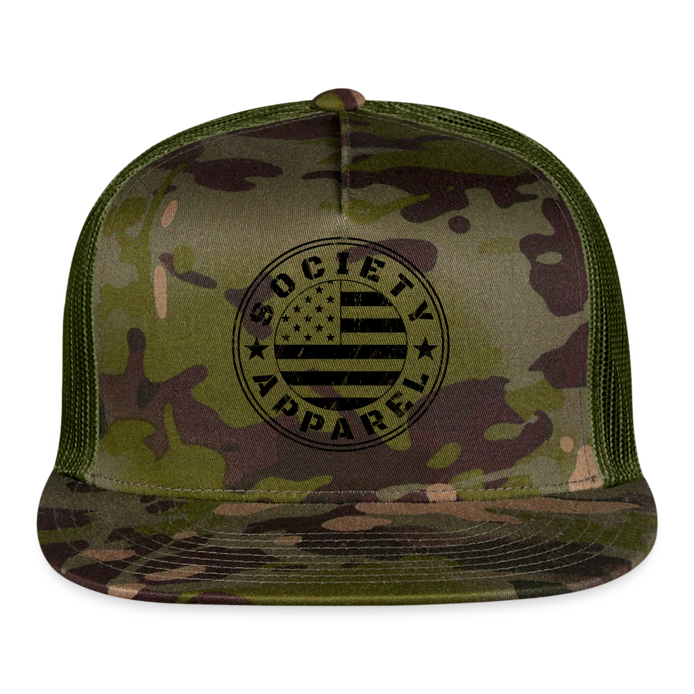 society essentials • sa flag trucker hat (black) - multicam\green