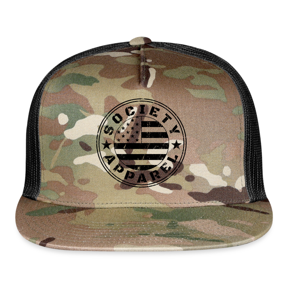society essentials • sa flag trucker hat (black) - multicam\black