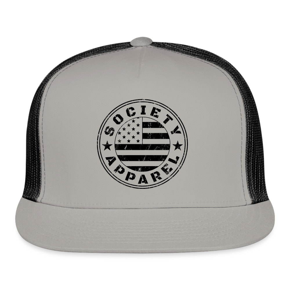 society essentials • sa flag trucker hat (black) - gray/black
