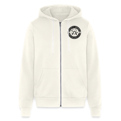 society essentials • sa badge premium zip-up hoodie (black) - vintage white