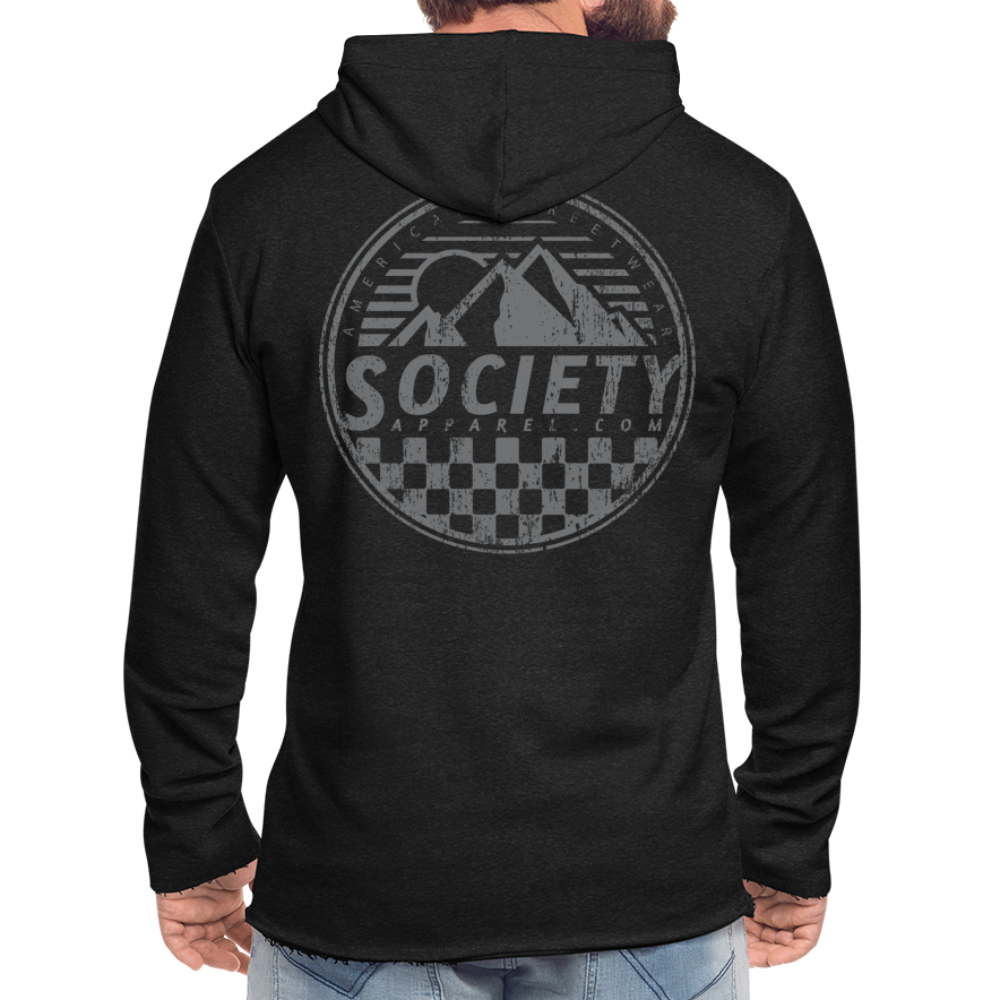 society essentials • mountain checker terry hoodie - charcoal grey