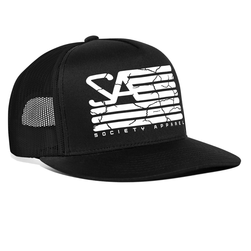 society essentials • white society flag trucker hat - black/black