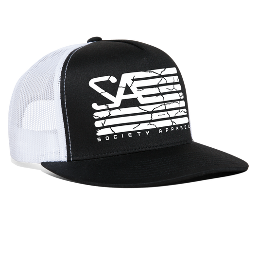 society essentials • white society flag trucker hat - black/white