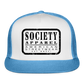 society essentials • black society patch trucker hat - white/blue