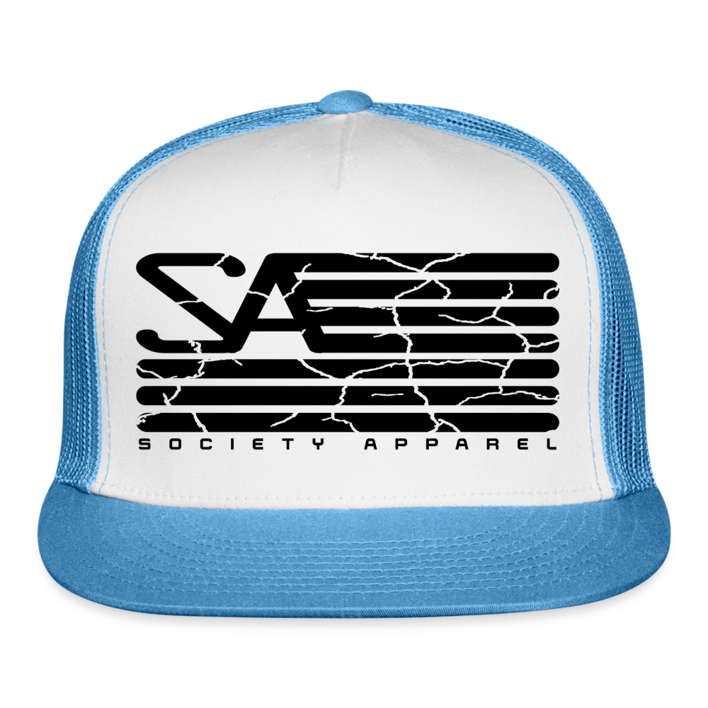 society essentials • black society flag trucker hat - white/blue