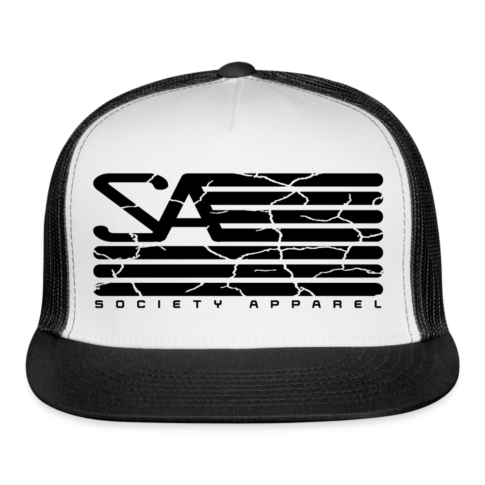 society essentials • black society flag trucker hat - white/black