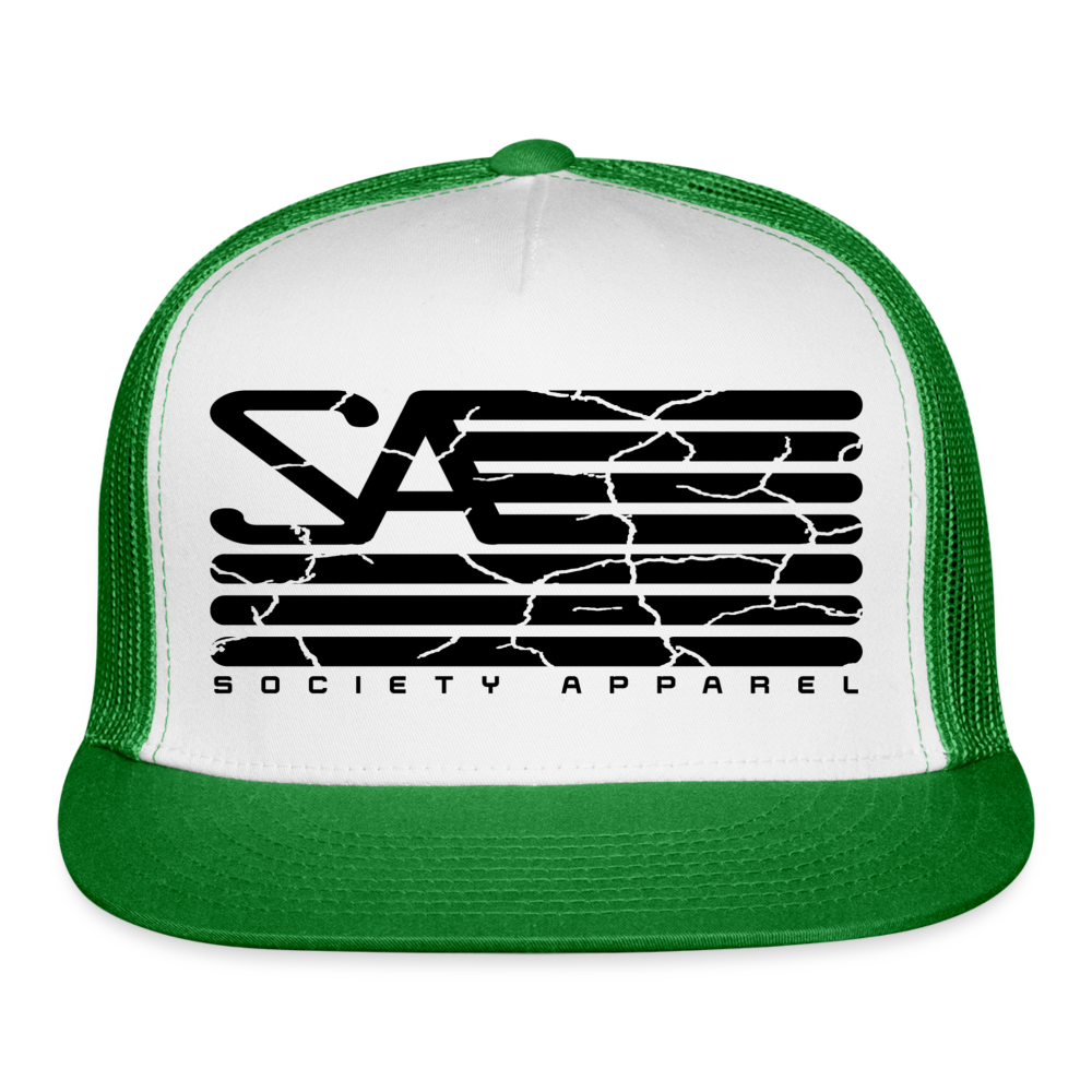 society essentials • black society flag trucker hat - white/kelly green