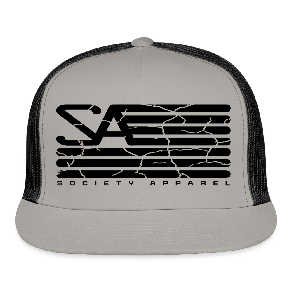 society essentials • black society flag trucker hat - gray/black