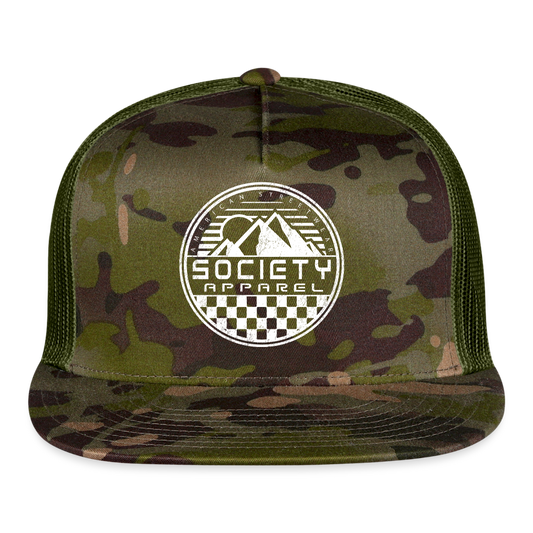 society essentials • white mountain patch trucker hat - multicam\green