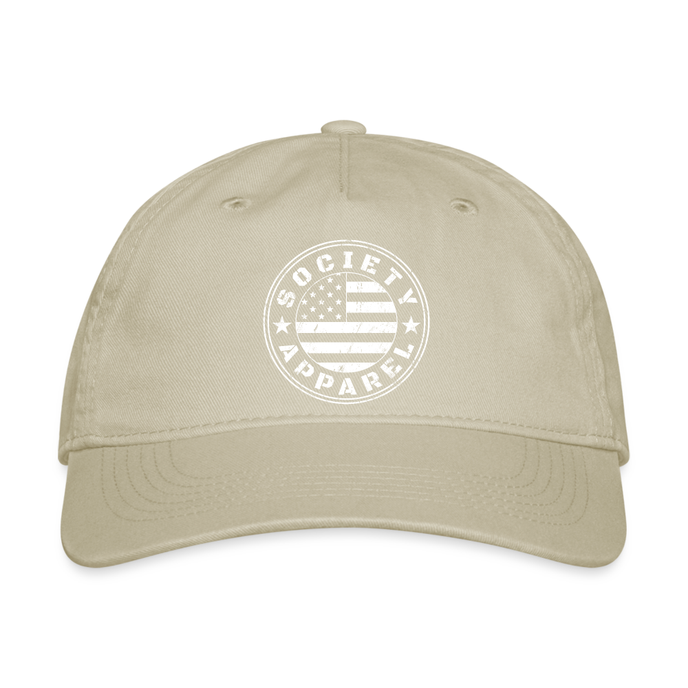 society essentials • unstructured circle flag hat (white) - khaki