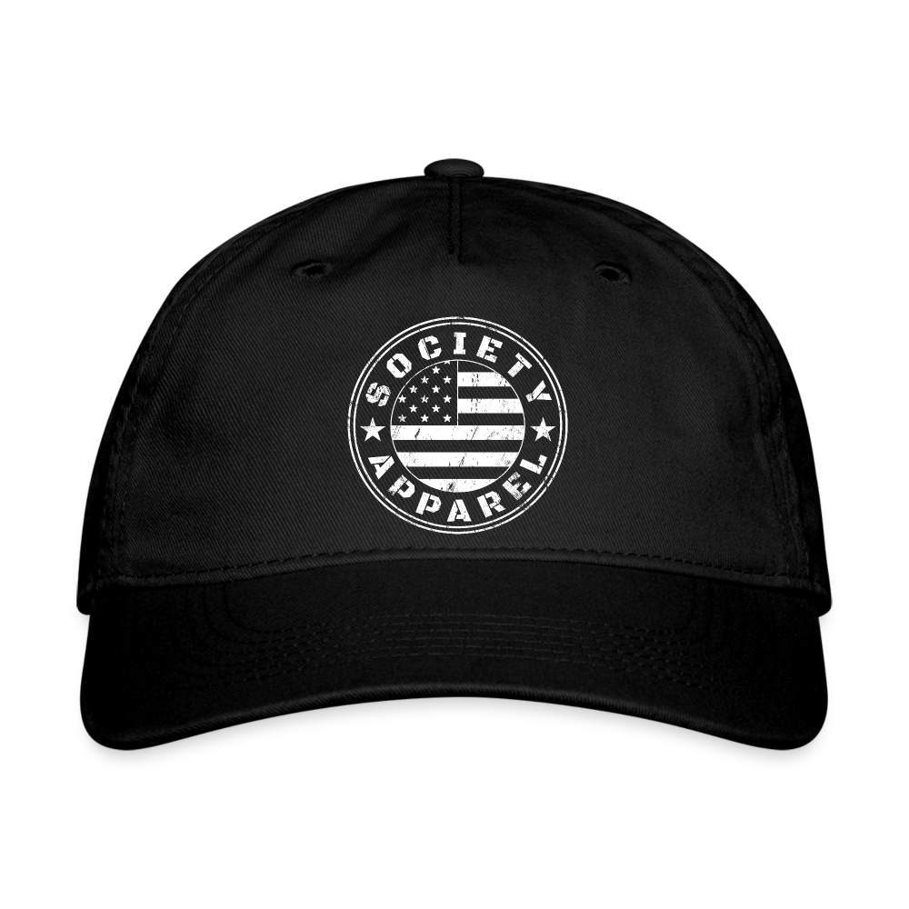 society essentials • unstructured circle flag hat (white) - black