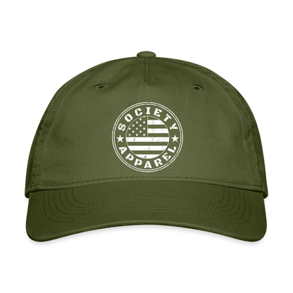 society essentials • unstructured circle flag hat (white) - olive green