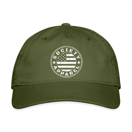 society essentials • unstructured circle flag hat (white) - olive green