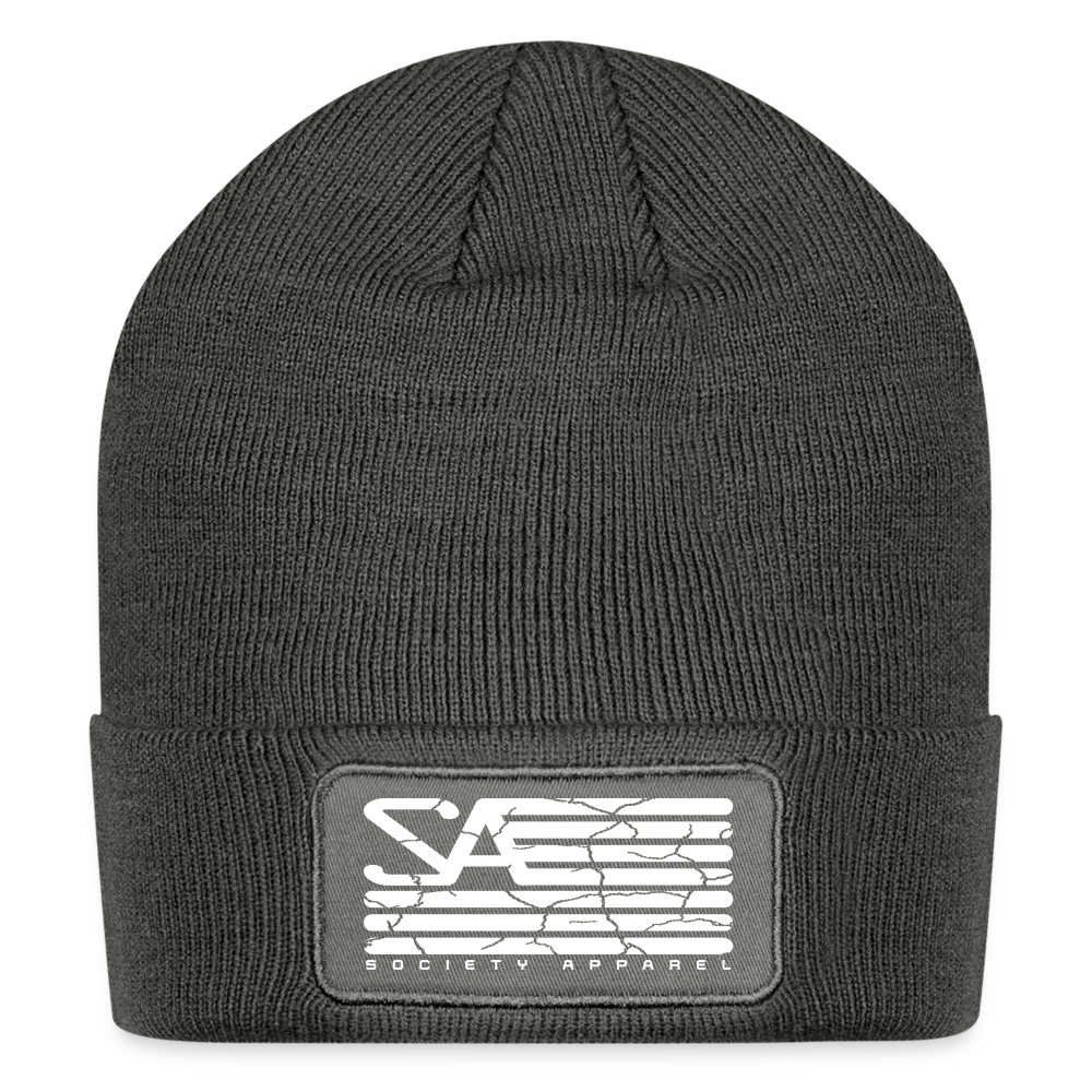 Patch Beanie - charcoal grey