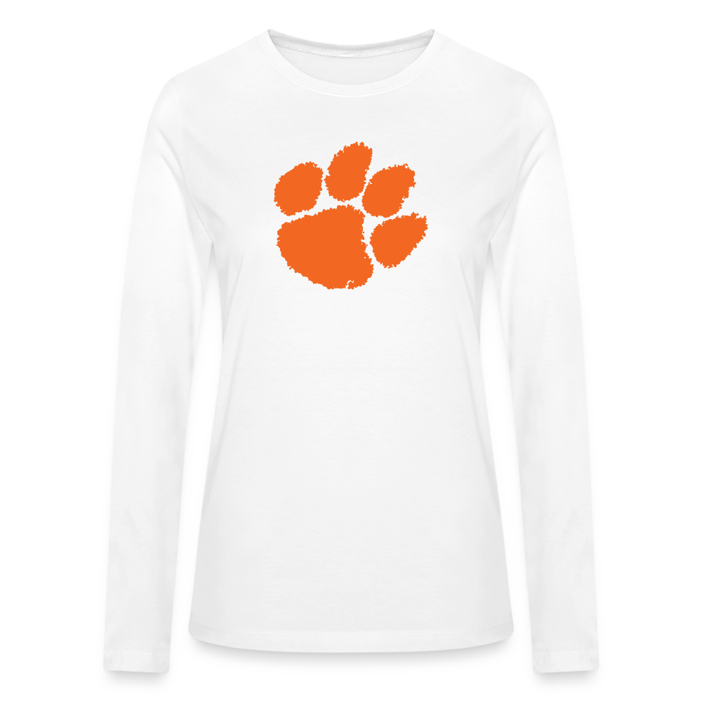 clemson - women's long sleeve paw - white