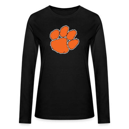 clemson - women's long sleeve paw - black