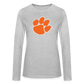 clemson - women's long sleeve paw - heather gray