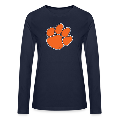 clemson - women's long sleeve paw - navy