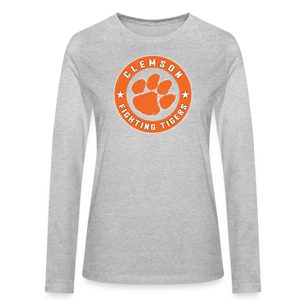 clemson fighting tiger women's long sleeve - heather gray