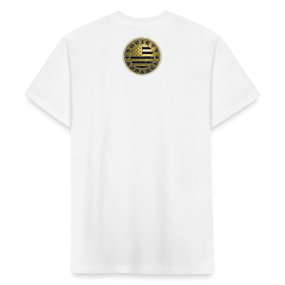 society essentials • golden flag logo - white