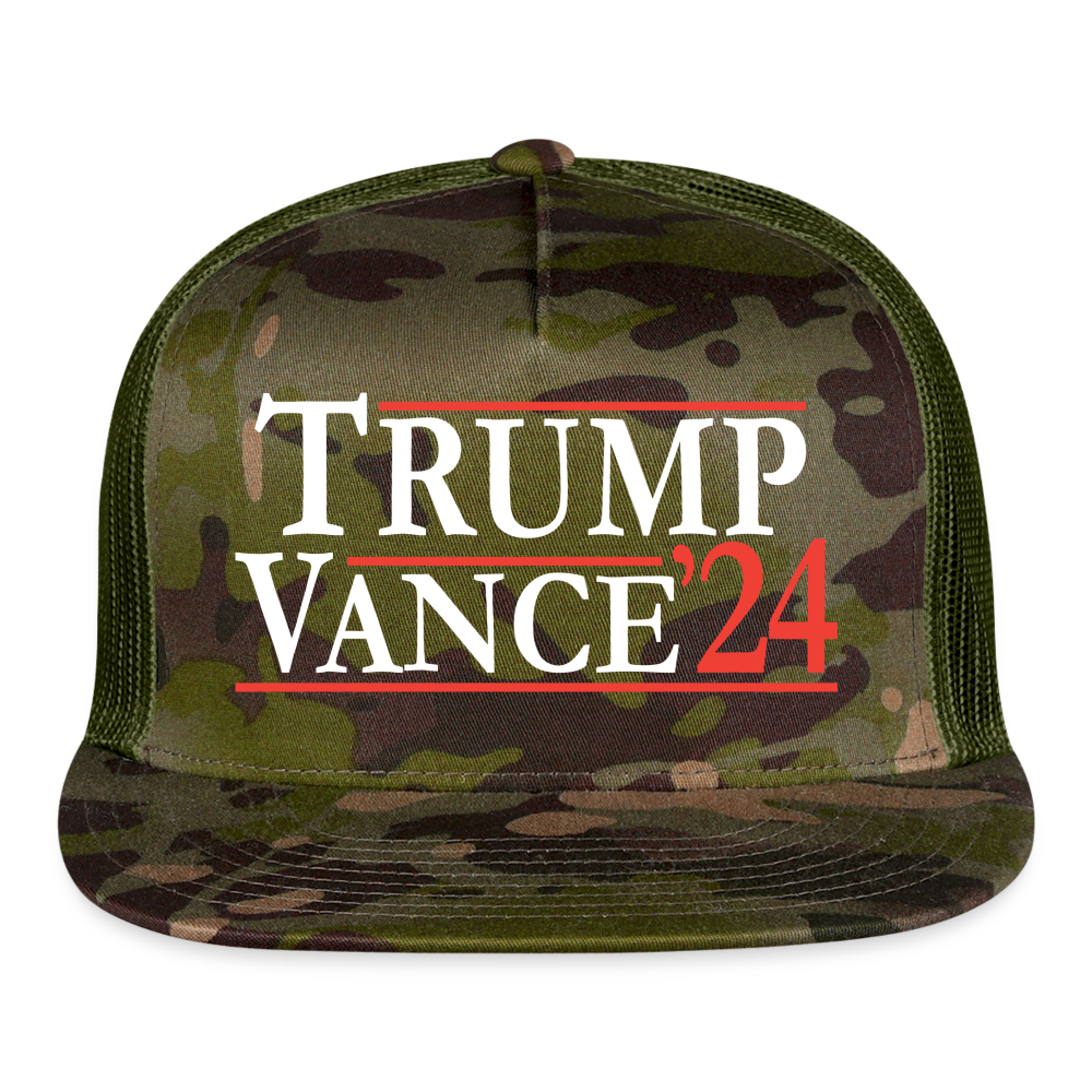 patriot society • trump vance '24 flatbill trucker hat - MultiCam\green