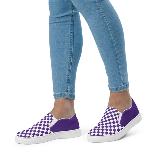women’s slip-on canvas shoes • purple checkers