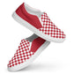women’s slip-on canvas shoes • red & white checkers