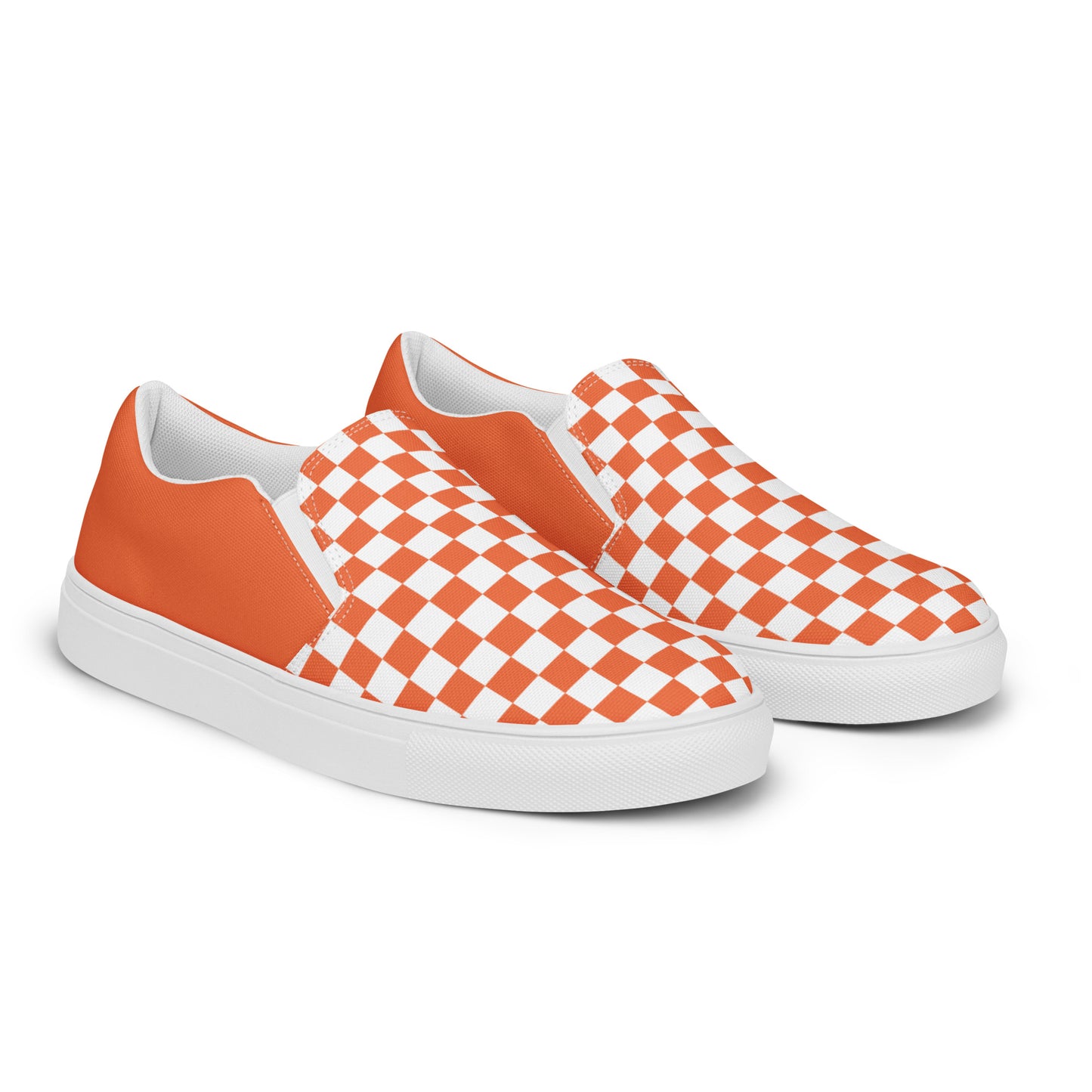 women’s slip-on canvas shoes • orange checkers