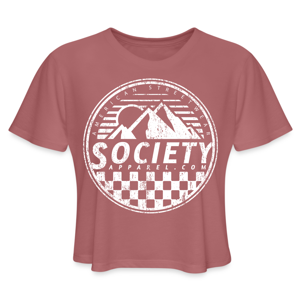 society apparel essentials • crop mountain shirt - mauve