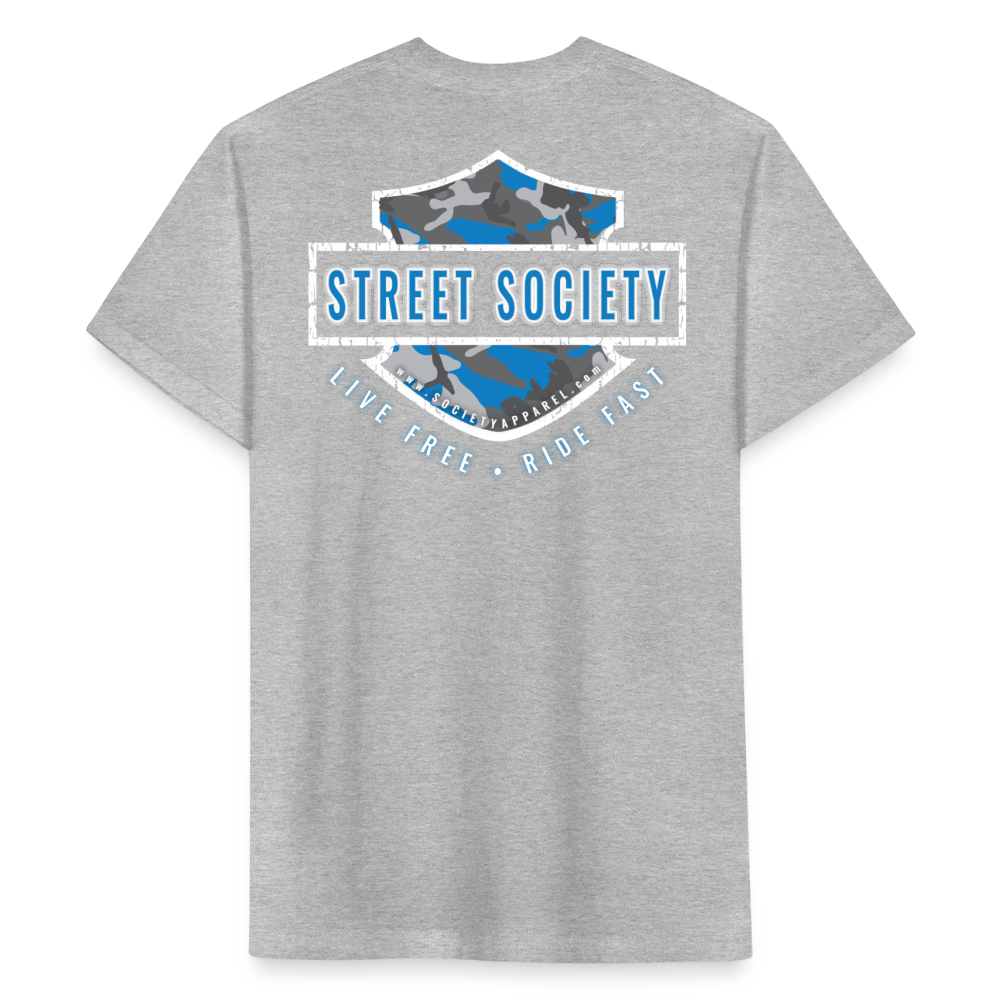 street society • blue camo bar & shield - heather gray